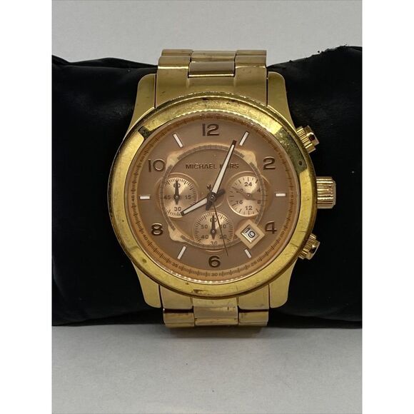 Michael Kors Runway MK8096 Men Rose Gold Stainless Steel Analog Dial Watch VK452 - Picture 1 of 12